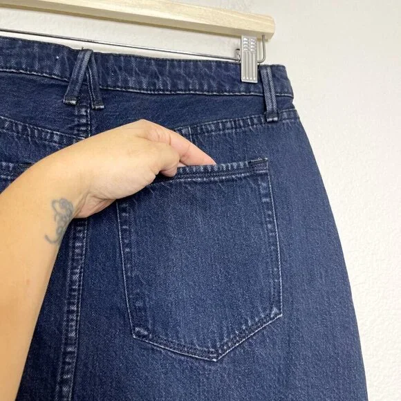 Good American Denim Skirt Sz 6/28 Mini Blue Frayed Hem Miniskirt 100% Cotton NEW - Picture 12 of 14